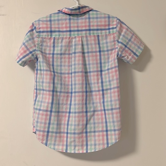 Crown & ivy Kids- size 6-boys plaid pastel short sleeve button up, like new - Picture 2 of 4